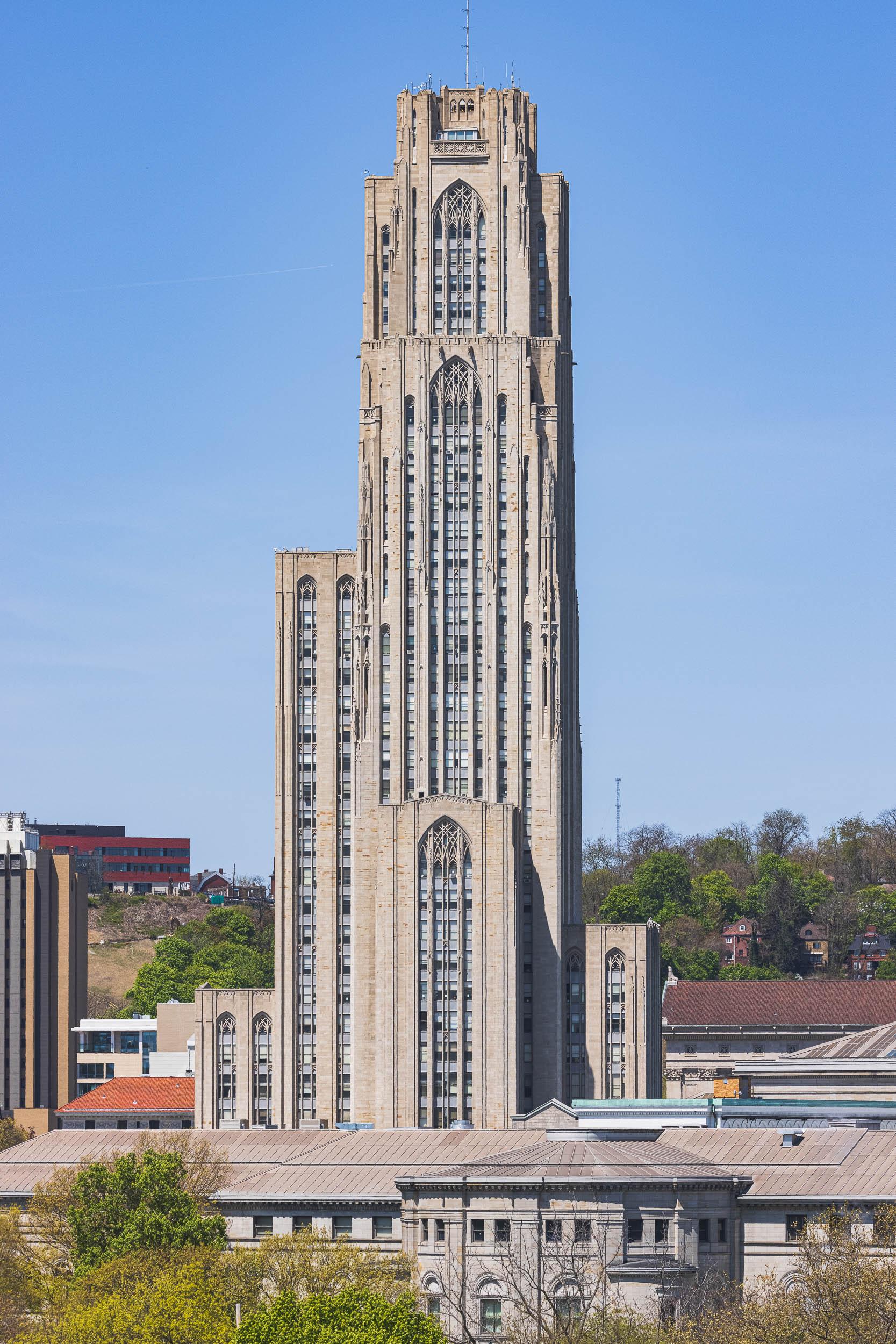 The Cathedral of Learning from Flagstaff Hill in Schenley Park