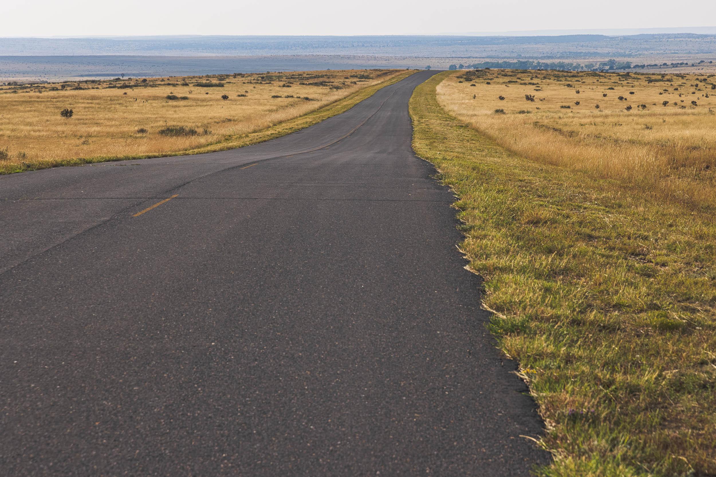 A road in the rolling hills of rural Oklahoma