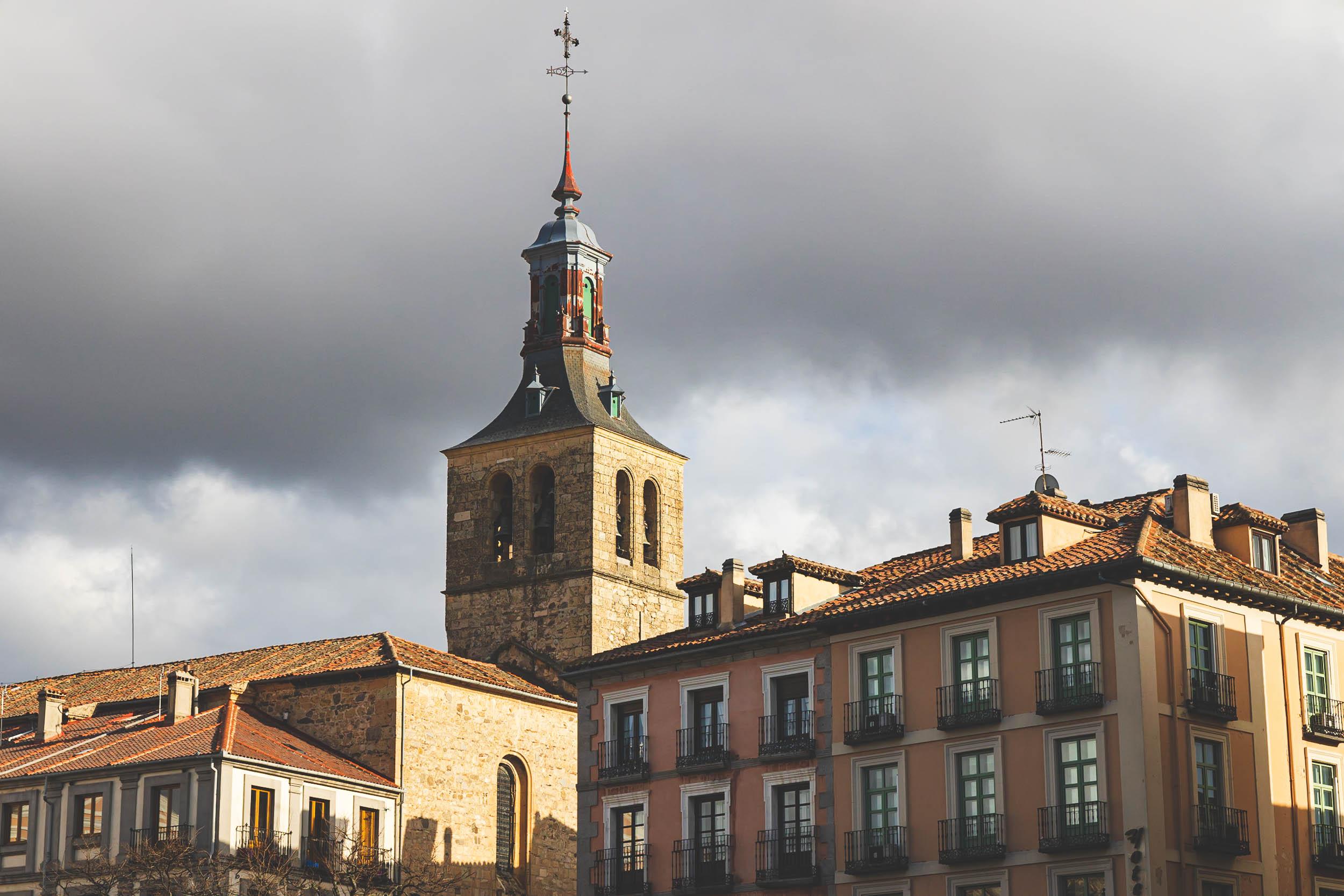 A steeple rising above the city