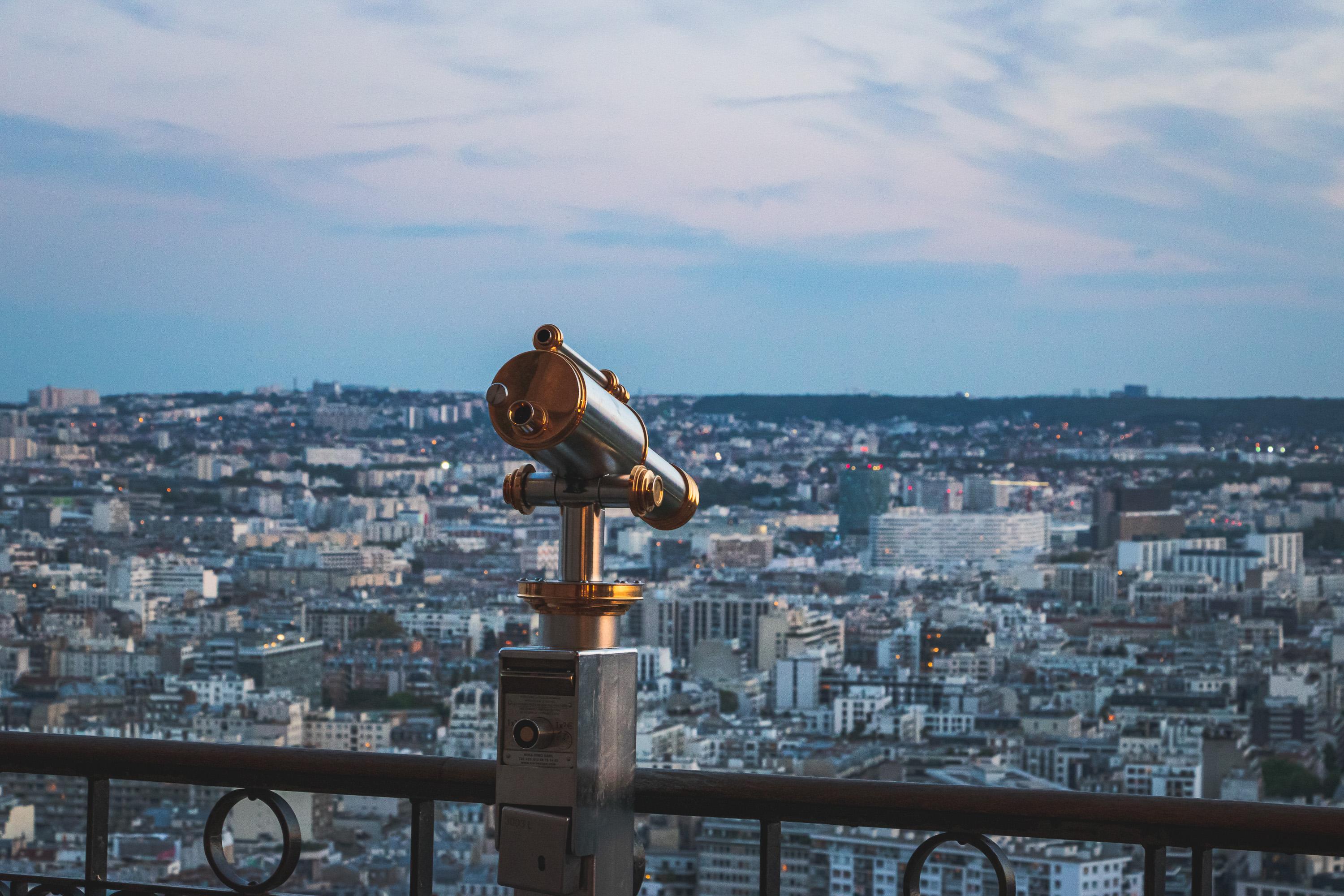 Fog clearing above the Madrid Chamartín station to reveal the Cuatro Torres